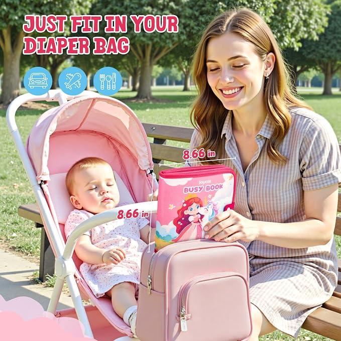 JoyCat Princess Busy Book for Toddlers 1-3, Dress Up Montessori Quiet Toy | Princess busy book with dress-up activities encourages fine motor skills, creativity and quiet travel play for toddlers.