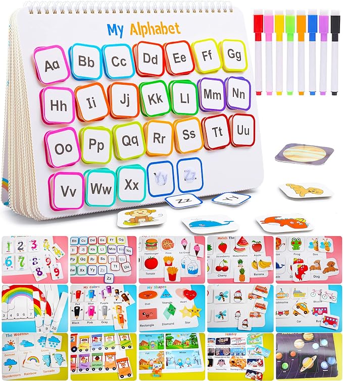 Montessori Preschool Learning Activities Busy Book - Workbook Activity Binder / Toys for Toddlers, Autism Learning Materials and Tracing Coloring Book
