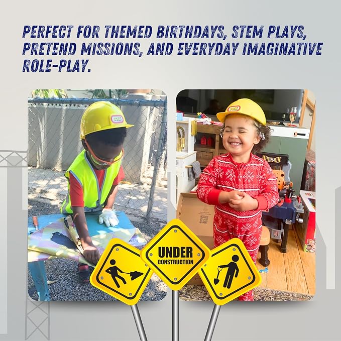 Dress Up America Kids Construction Hard Hat – Adjustable Yellow Helmet for Toddlers – Realistic Play Hat for Costumes & Dress-Up