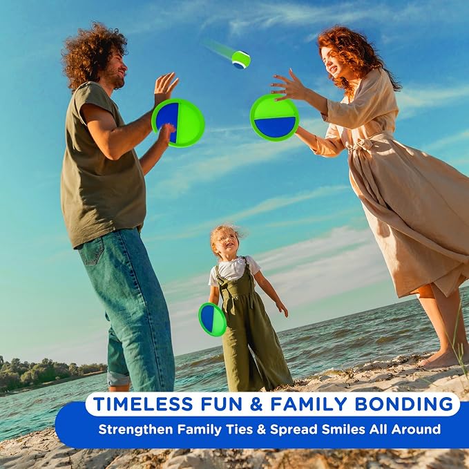 Upgraded Toss and Catch Ball Game Set for Kids, 6 Paddle 3 Balls | Water Resistant, Outdoor, Beach, Pool, Yard, Lawn Games for Kids Toys Birthday Gifts for 3-8 Year Old Toddler Boys & Girls