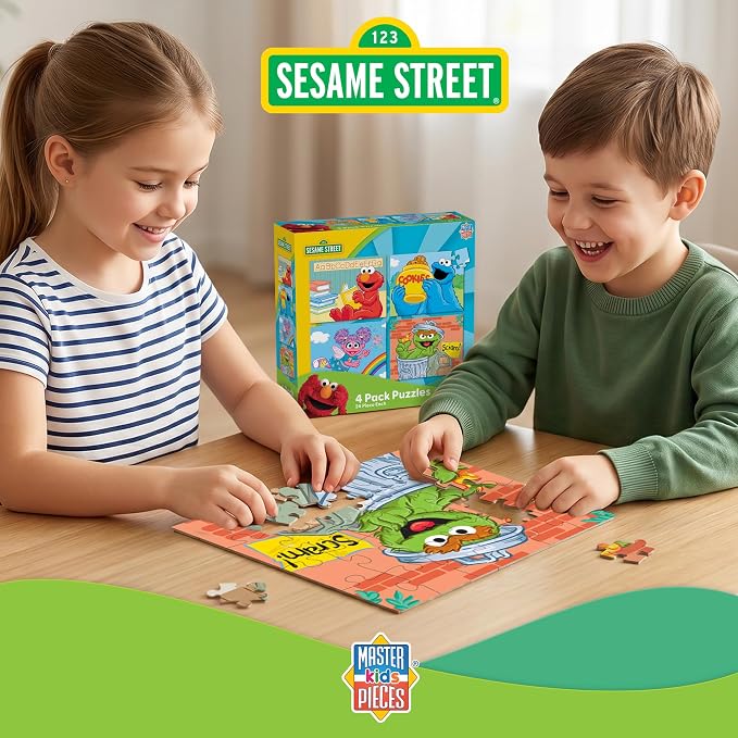 MasterPieces Puzzle Set - 4-Pack 24 Piece Jigsaw Puzzle for Kids - Sesame Street 4-Pack - 8"x10"