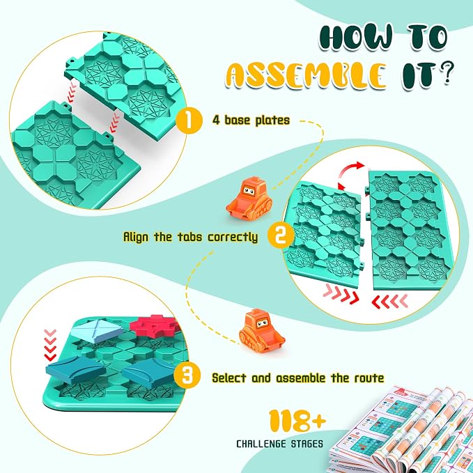 fygurso STEM Board Games for Kid, Puzzle Logical Builder Kids Toys, Preschool Montessori Brain Teasers Birthday for Kids 4-8 Years Old
