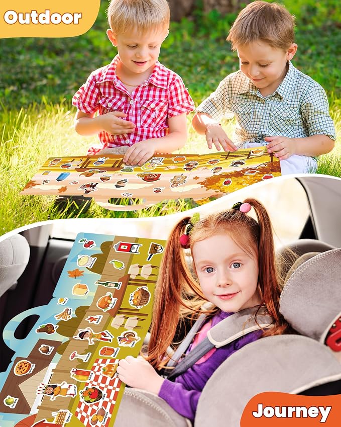 Walenced Reusable Sticker Book for Toddlers, Stickers for Kids, Toddler Toy | Toddler Craft Activities, Toddler Travel Toys, Boy Girl Birthday Gifts, Airplane Travel & Road Trip Essentials Kids