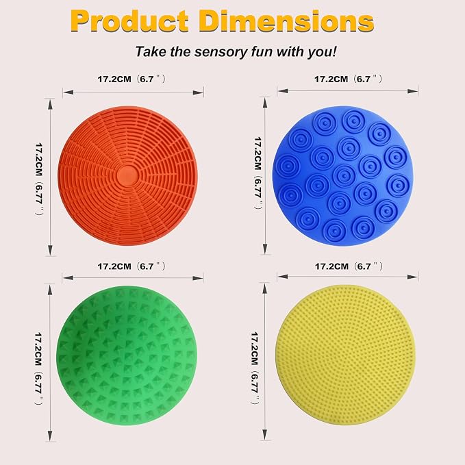 8PCS Sensory Mats, Silicone Tactile Tiles for Autism ADHD | Calming Tactile Input,Versatile Play,Easy to Clean & Travel,Safe & Durable Silicone,Therapist Approved
