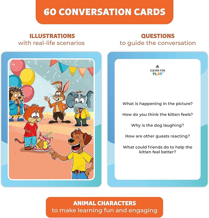 Who What Why Conversation Cards for Kids, Speech Therapy Materials, Ages 4+ | Educational game, social skills flash cards, emotional regulation tool, sequencing activity, therapy toy, learning resource