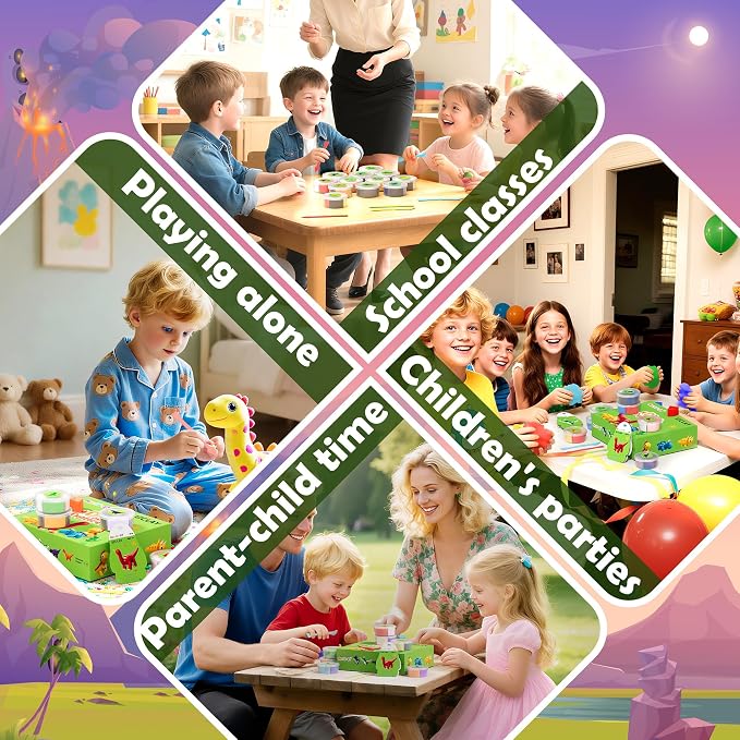 Aestd-ST Air Dry Clay Kit - Dinosaur Theme, Modeling Clay for Kids | DIY Magic Clay with Sculpting Tools and Tutorials, 12 Boxes Molding Clays, Soft & Non-Sticky, Arts and Crafts Gift for Kids