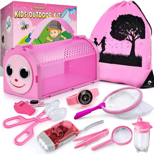 Bug Catcher Kit & Outdoor Explorer Kit for Kids, 10 Pcs Bug Catching Kit | with Toy Cage, Backpack, Flashlight, Outdoor Exploration Toys Gift for Boys Girls 3-12