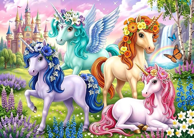 Puzzles for Kids Ages 6-8 8-10, 200 Piece Castle Unicorn Jigsaw Puzzle | Educational Learning Toy Jigsaw Puzzles for Kids Ages 10-12, Great Birthday & Holiday Gift for Boys and Girls, Home Decor