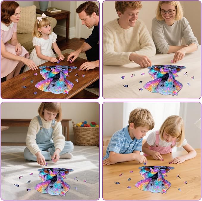 MEATRN Wooden Jigsaw Puzzles, Animal Puzzles for Adults & Kids, 491 Pcs | Colorful Baby Elephant with Butterflies, Educational Brain Teaser Gift and Home Art Decor, 16.3x16.7 in