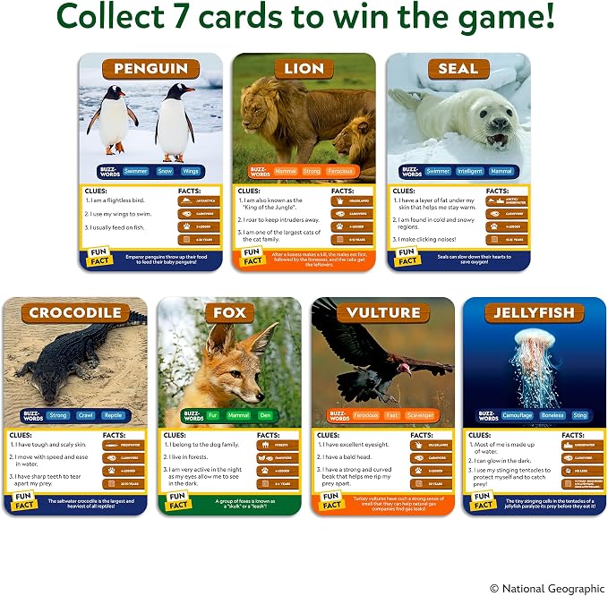 Skillmatics Guess in 10 Game – National Geographic Animals, Gift for Kids | Educational Cards, Family Trivia Game, Travel Toy & STEM Board Game, Screen-Free Fun, Boys & Girls Ages 6, 7, 8, 9 and Up