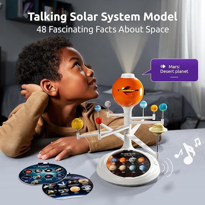 Science Can Solar System for Kids, Interactive Talking Solar System Model | HD Space Projector w/ 8 Planets, Bilingual EN/FR, Knowledge & Quiz Mode, STEM Space Toys Gifts for 6 7 8 9 10 Years Old Boys