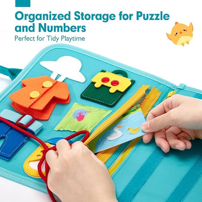 hahaland Busy Board for Toddlers Girls Montessori Toys for 3+ Year Old | Farm Animals Preschool Learning Activities Toddler Travel Toys for 3+