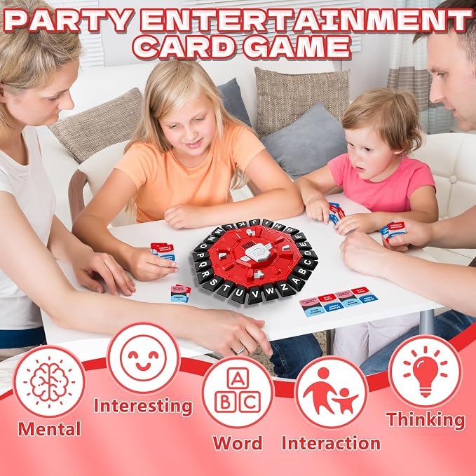 Word Game Family Board Game with Digital Display Timer for Kids and Adults | Fast-Paced 24-Letter Word Game with 2 Modes & 35 Cards for Family Game Nights and Parties, Ages 3 & Up, 2-8 Players