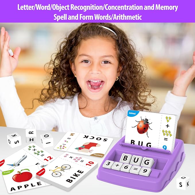 Yolscue Montessori Matching Letter Games,Educational Toys for 3-8 Year Olds Boys Girls,Alphabet Learning Toys for Kids Ages 3-8 Years,Birthday Party Gifts for 3-8 Year Olds Boys Girls(Purple)