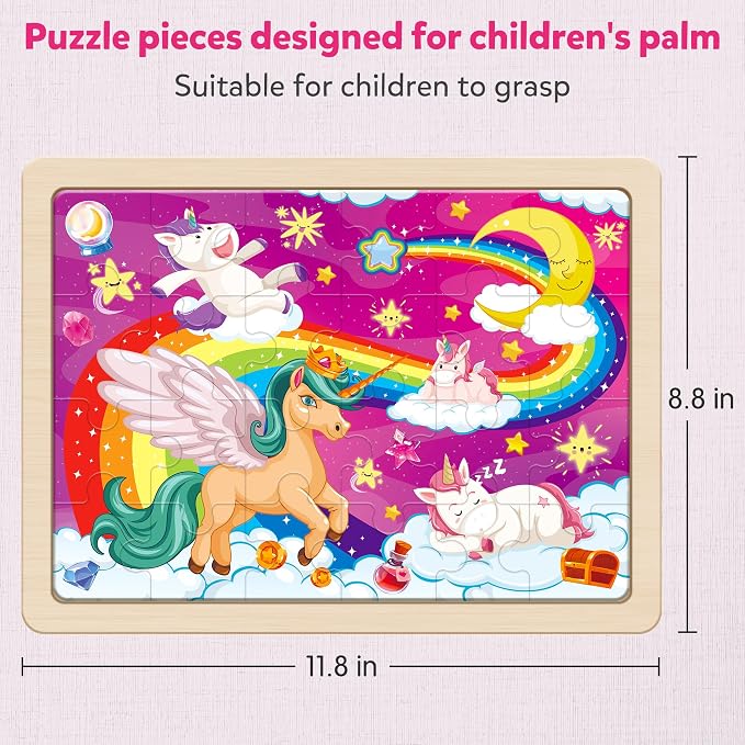 SYNARRY Large Unicorn Princess Fairy Wooden Puzzles for Kids Ages 4-6 | Unicorn Puzzles for Toddlers & Kids Ages 3-5, Birthday Gifts for Girls, Educational Unicorn Toys, Screen-Free Play