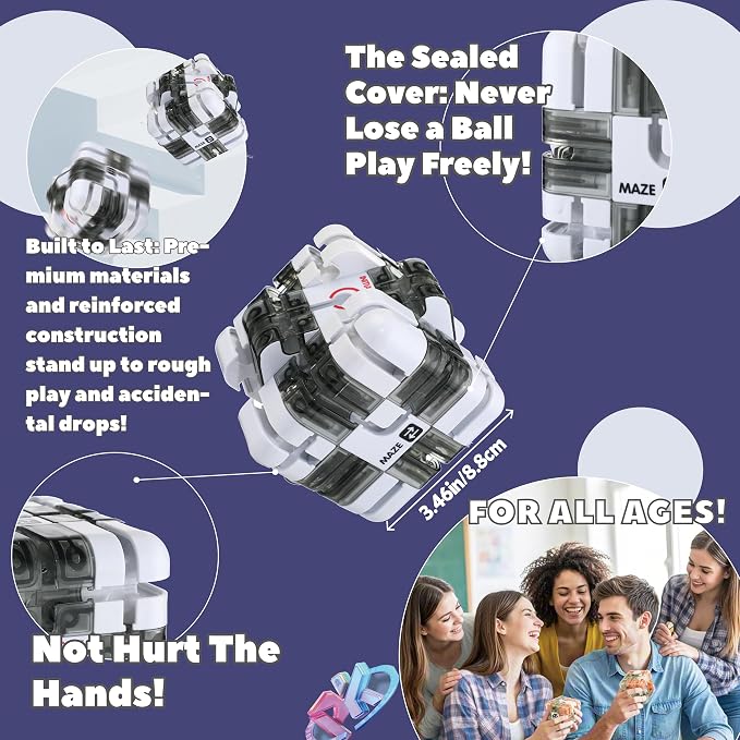 1 Sets Large Labyrinth 3D Maze Cube Puzzle Maze Game Gravity 3D Puzzle Cube Brain Teaser Ball Games for Kids Education Sensory Toys Gift for Adults (Classical,White)