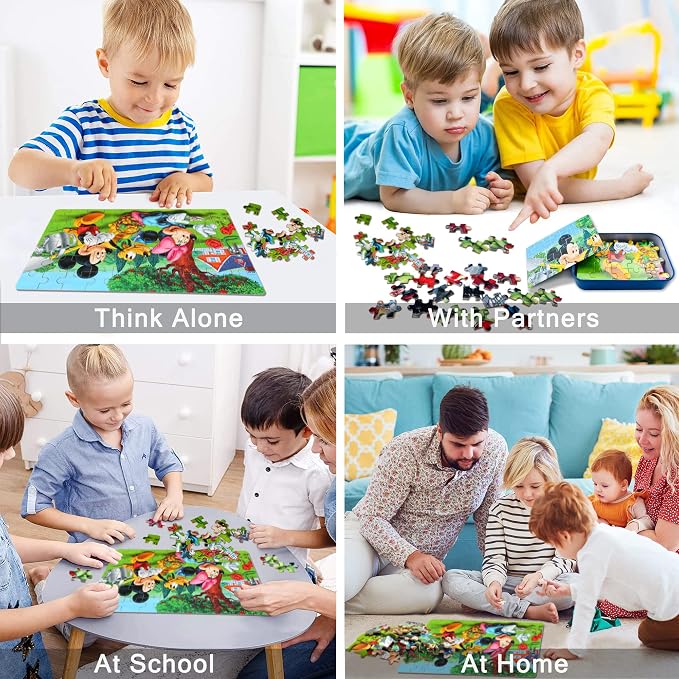 LELEMON Puzzles for Kids Ages 4-6, 60 Piece Puzzles for Kids in Metal Box | Educational Jigsaw Puzzles for Kids Ages 3-5 Kids Puzzles,Childrens Puzzle Games Puzzle Toys for Girls and Boys