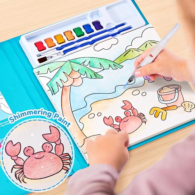 JoyCat Paint with Water Coloring Books for Toddlers (Sea Animals) | Watercolor Painting Set for Kids Ages 3-5 & 4-8, Arts & Crafts Drawing Activity Travel Toy, Birthday Gifts for Boys & Girls