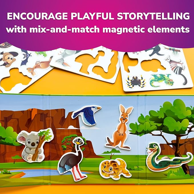 Travel Magnetic Puzzles for Toddlers 1-3 - 20+Pcs Toddler Puzzles Ages 2-4 | Australia Magnet Puzzles with Extra-Long Play Book - Strong Magnets for Car Activities - Travel Toys for Kids Ages 3-5