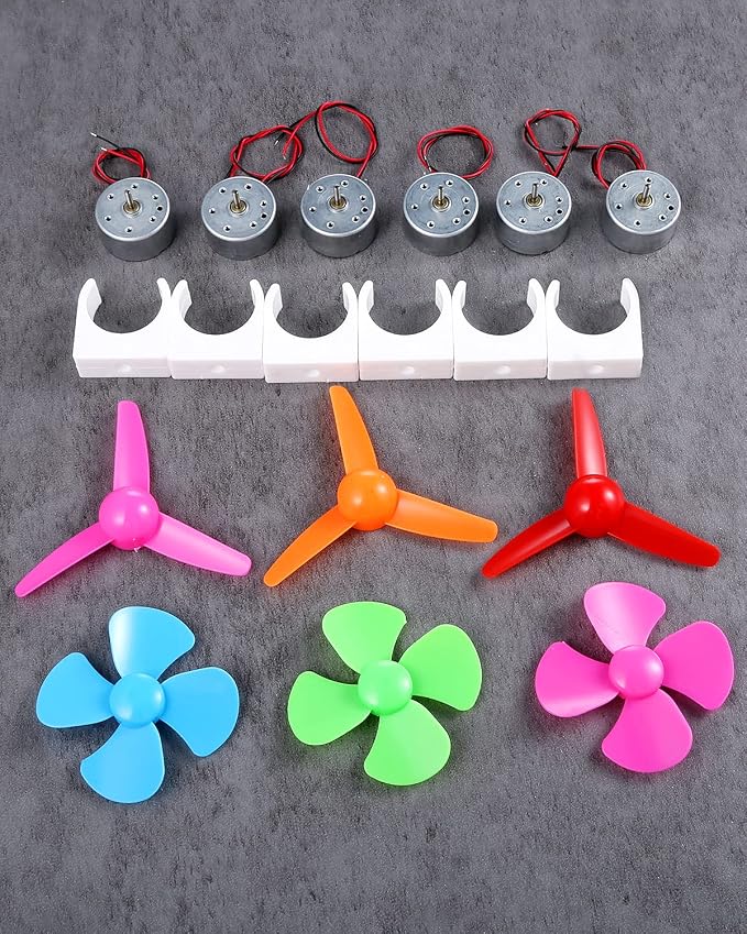 Sntieecr 6Set Mini Generator Motors 3V-12V DC Motor, Wind Turbine Generator | with Mini Fan Leaf and Plastic Motor Holder for DIY Educational Physics Experiment