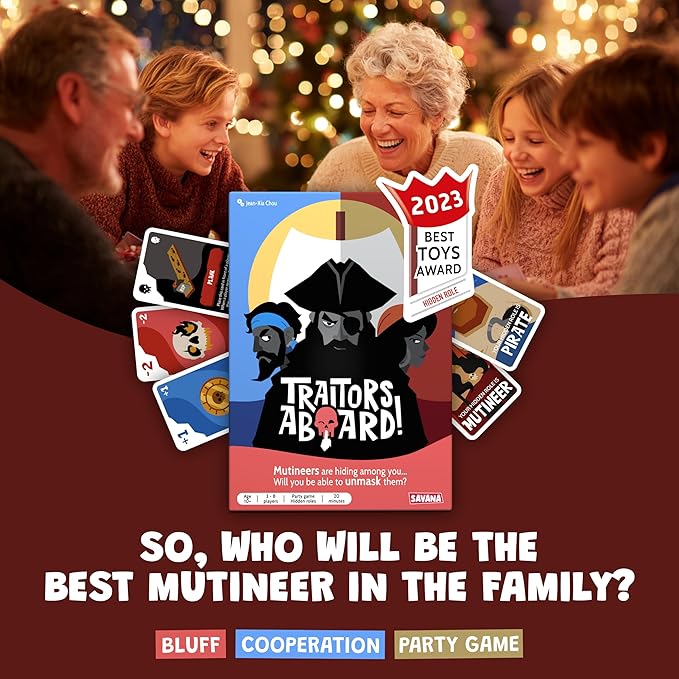 SAVANA Traitors Aboard - Award Winning Secret Identity Party Game - Fun, Bluffing and Betrayal | Easy to Learn, 15-Minute Round | Popular Games for 3-8 Players - Ages 10+