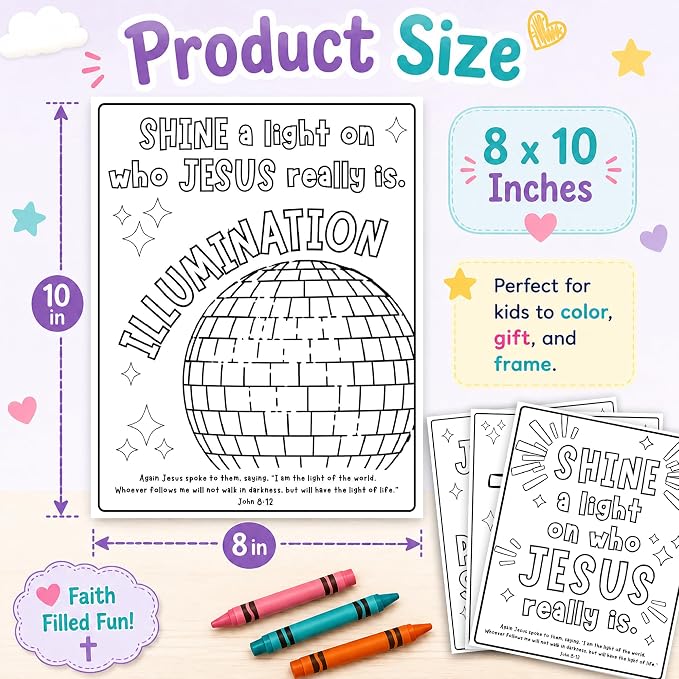 Sunday School Crafts for Kids, Jesus Coloring Pages for Kids, 12 PCS Christian Bible Verse Coloring Sheets, Religious Activity Pages for Sunday School, Preschool, Homeschool, Learning Activities