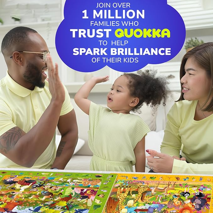 100 Piece Puzzles for Kids Ages 4-6 - 4 Jigsaw Kids Puzzles Ages 6-8 | Search and Find Educational Kids Puzzles Ages 5-8 with Animals and Cars – Toddler Learning Toy Gift for Boys and Girls