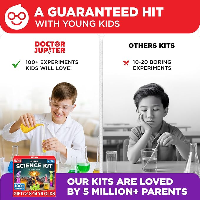Doctor Jupiter Super Science Experiments Kit for Kids Ages 8+ | Science Kits for Kids Ages 8-12, Birthday Gift Ideas for Boys & Girls 8, 9, 10, 11, 12 Year Olds, STEM Educational Toys