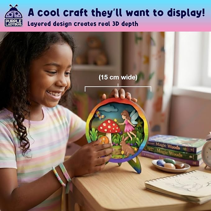 Fairy 3D Painting Kit Craft Kits - Kids Painting Set - Wooden Crafts to Paint, 6 7 8 9 10 Year Old Girl Birthday Gifts, Art Sets for Girls Ages 8-12, Arts and Crafts Toys for Girls 8-10