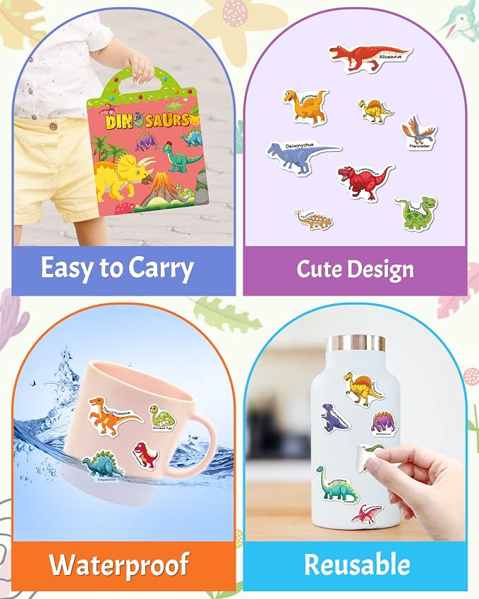 Benresive Reusable Sticker Book for Toddlers, Travel Stickers for Kids | Toddler Travel Activities Toys, Birthday Gifts for Boys & Girls, Airplane Travel & Road Trip Essentials Kids