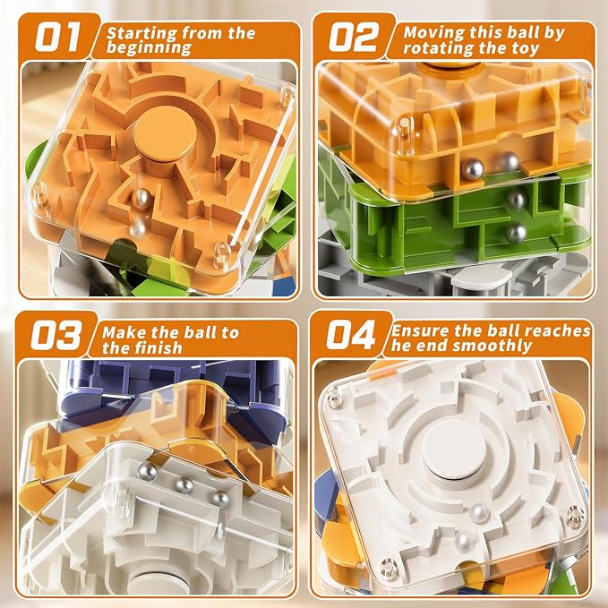 6 Layer 2-in-1 3D Rolling Ball Fidget Spinner, 3D Brain Teaser Puzzle Game, Education Sensory Toys Birthday Gift for Kids Adults 4 5 6 7 8 Years Old Boys Girls
