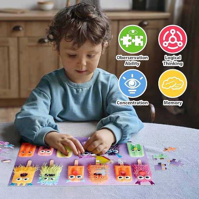 4-Pack 100 Piece Puzzles for Kids Ages 4-6 6-8 8-10 - Popsicles Unicorn Princess Cats Dogs Puzzle for Girls 4-6 Years Old 100 Piece Jigsaw Puzzle for Adults Toddler Children Learning Educational Toys