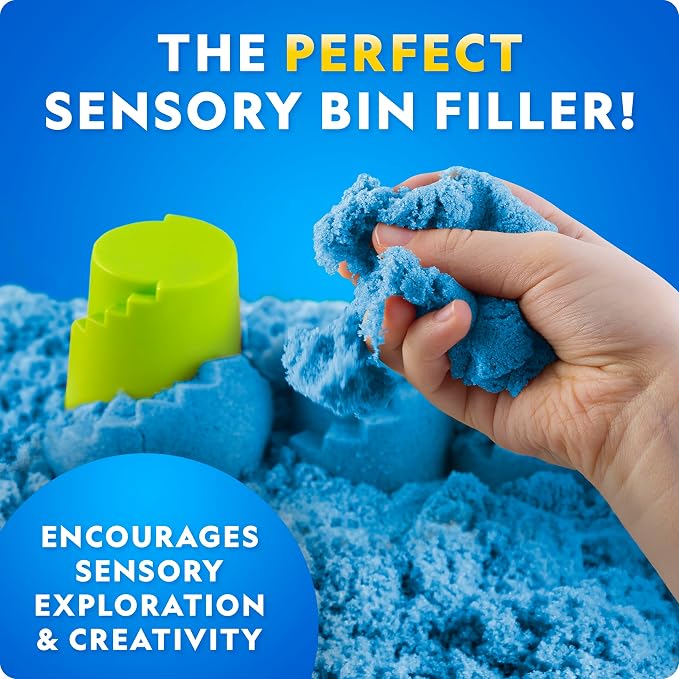 National Geographic Moon Sand 24 Lb. Bulk Play Set with 6 Castle Molds | Blue Color, 24 Lbs. of Moldable Play Sand, 6 Castle Molds, No-Mess Sensory Activity, Sensory Bin Filler, Creative Building