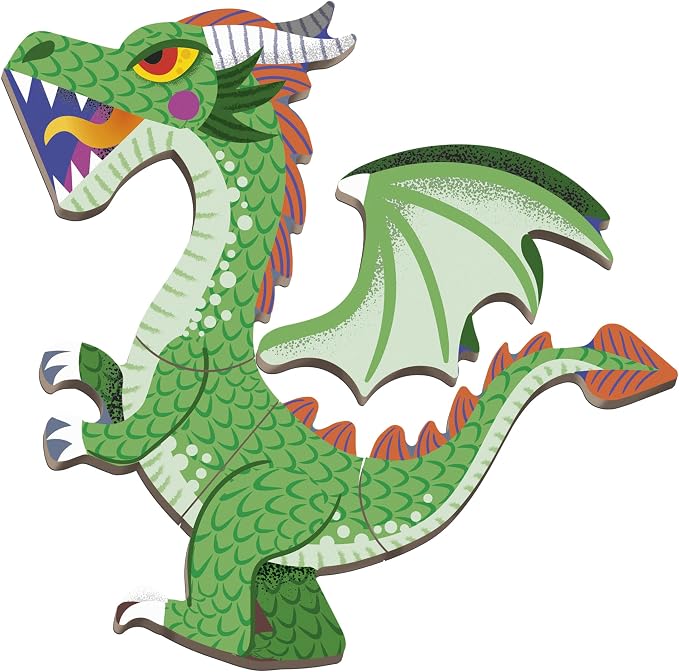 Janod - Magnéti'Book - Magnetic Game - Dragons - Purple | Cardboard Kids Toy - Develops Dexterity and Imagination - 63 Pieces - Ideal for Ages 3 and Up - Preschool Learning Activity