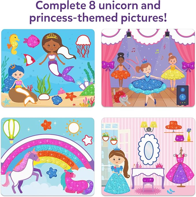 Skillmatics Dot It Sticker Art – Unicorns & Princesses Sparkle, Craft Kit | 500+ Stickers, DIY Scrapbooking Activity, Screen-Free Travel Toys, Gift for Toddlers, Girls & Boys Ages 3, 4, 5, 6, 7