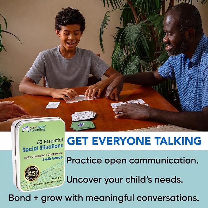 52 Essential Social Situations - Social Skills Activities for Kids (3-6th Grade) - Social Emotional Learning & Growth Mindset for Family, Classroom, Counseling - Conversation Card Games for Kids 8-12