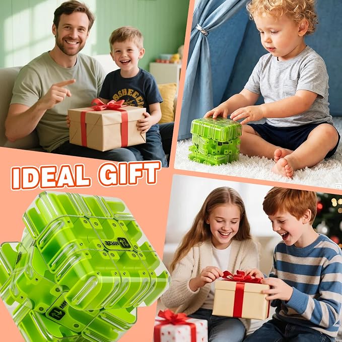 3D Maze Cube Ball Puzzle Brain Teaser for Adults & Kids, Educational Learning Toys Logical Thinking, Family Board Games Tabletop, Durable Puzzle Cube (Brown, 3.3x3.3x3.3)