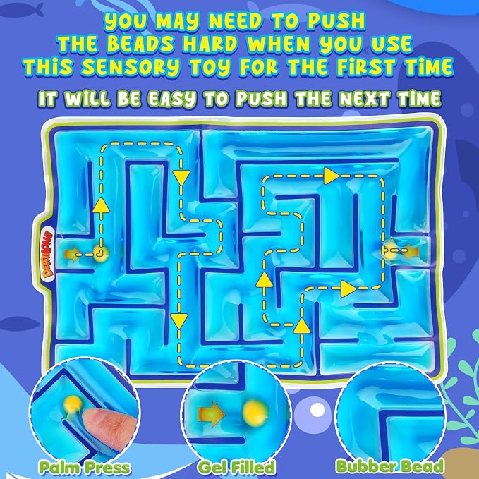 Sensory Toys Fidget Marble Maze - 2 Pack Gel Filled Sensory Item for Kids | Sensory Autistic Calming Toys for Preschool Classroom, Gifts Prizes for Kids Classroom