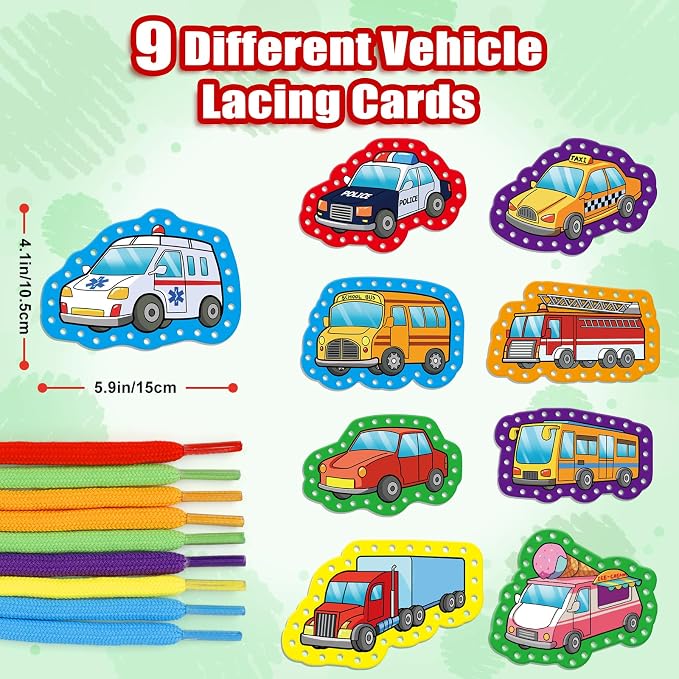 Lacing Cards,Sewing Kit for Kids,Fine Motor Toys,Classroom Must Haves | Shoe Tying Practice, Manipulatives for Preschoolers,Homeschool Supplies,Preschool Learning Activities,Toddler Crafts