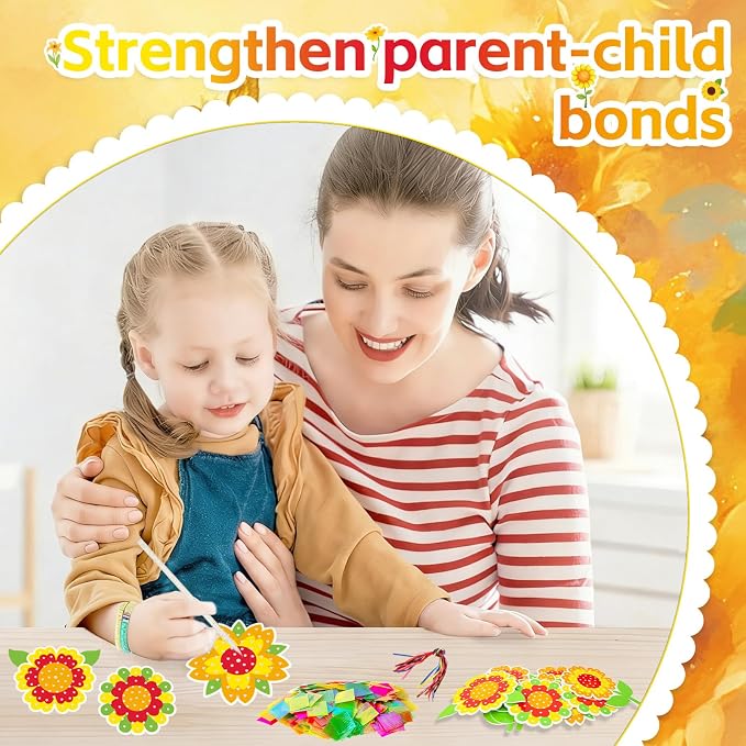 Fennoral 24 Pack Sunflower Craft Kit for Kids Make You Own Sunflower Poke in Art and Crafts DIY for Boys Girls Classroom Activities Spring Summer Birthday Party Decoration