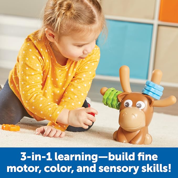 Learning Resources Max the Fine Motor Moose - 13 Pieces, Ages 2+ Toddler Learning Toys, Fine Motor Toy for Toddlers, Preschool Toys