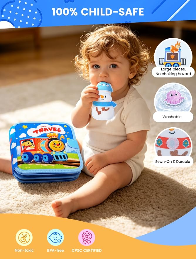 Montessori Busy Book for Toddlers 1-3, Felt Busy Board, Train Travel | Montessori toys, Fishing game, Travel Toys, Fine motor, Independent quiet play, Soft felt, Boy Girl gift, CPC 12m+