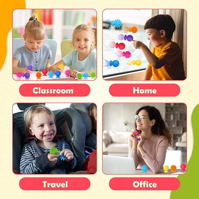 Sensory Toys Squishy Fidget Bulk for Kids Adults 20 Pack Classroom Prizes | Quiet Suction Cup Squishy Fidgets for Student Classroom Prizes, Bath Play and Sensory Special Needs Items for Boys and Girls