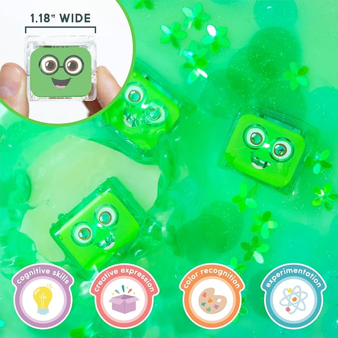 Glo Pals Play Pack Bundle, Jar, Light Up Cubes & Fillers, Glows Green | Pippa Character Water-Activated Bath Toy Cubes Glow Green, Light-Up Sensory Jar, Barnyard Themed Fun Fillers