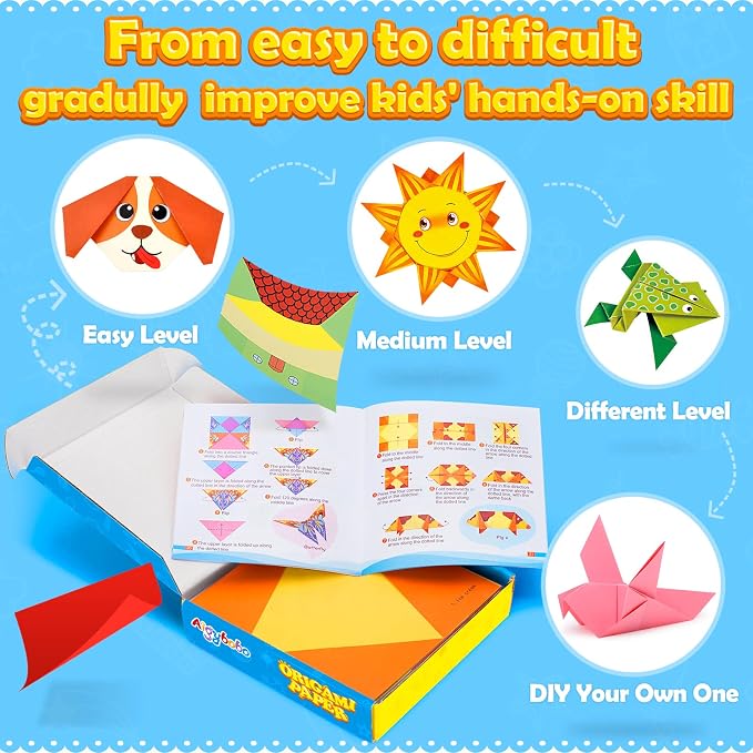 308 Sheets Origami Paper Kit for Kids Ages 5-8 8-12 with Instructional Book | Origami Projects for Beginners, DIY Art Craft Supplies for School Class Lessons, Christmas Birthday Gifts for Boys & Girls
