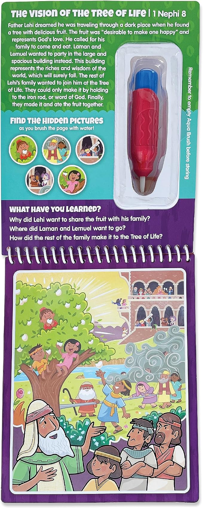 Book of Mormon #2 Aqua Brush Color with Water Activity Book, Bible School, Preschool, Elementary, Primary, Christian, Religion, for Kids Ages 3+ Reusable Travel Activity