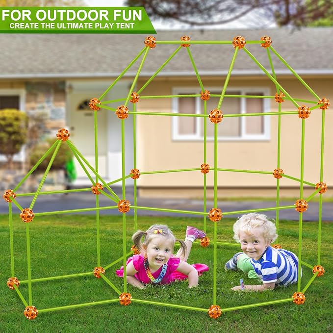 V-Opitos 180 Pack Fort Building Kits for Kids Age 4, 5, 6, 7, 8+ Years Old, Creative Building Toys for DIY Castles, Tunnels, Play Tent, Ideal Christmas, Birthday Gifts for Boys & Girls