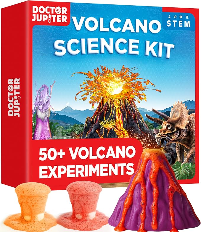 Doctor Jupiter Erupting Volcano Science Kit for Kids Ages 8+, STEM Toy | Erupting Volcano Science Kit, 50+ Experiments, Birthday Gift for Boys Ages 8,9,10,11,12, STEM Learning & Educational Toy