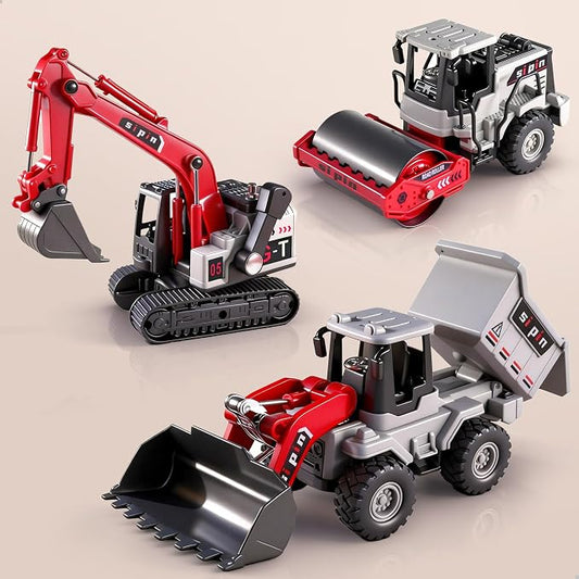iPlay, iLearn Kids Construction Toy Trucks, Excavator Toy for Boy Age 3-5 | Toddler Construction Vehicle W/ Bulldozer Dump Truck, 3PCS Friction Car Sandbox Outdoor Play Birthday Gift 3 4 5 6 7 Year Old