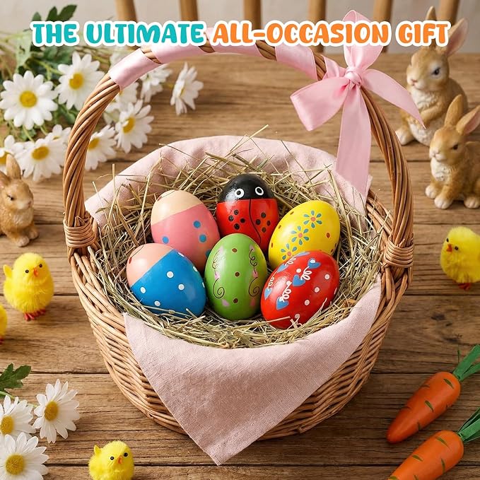 6 PCS Egg Shakers, Wooden, Multicolor | Hand Percussion instruments, Baby Party Favors, Music Toys for Kids, Birthday Gifts
